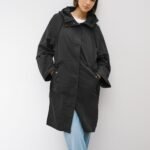 Women's Black Shower Resistant Lightweight Rain Jacket for Women