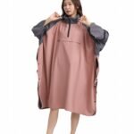 Women's Pink Long Waterproof Poncho Raincoat Windproof Outdoor Protection