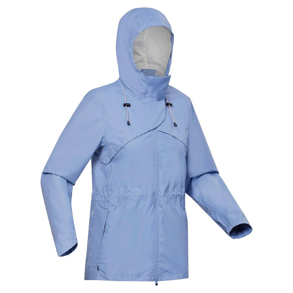 Women's Dusk Blue Full Zip Rain Jacket with Secure Chest Pocket